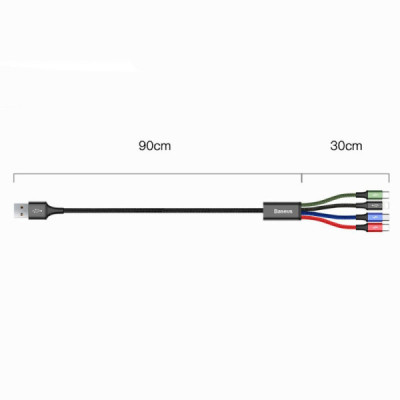 Cablu de Date USB la Lightning, 2 x Type-C, Micro-USB 3.5A, 1.2m - Baseus (CA1T4-B01) - Black - 6