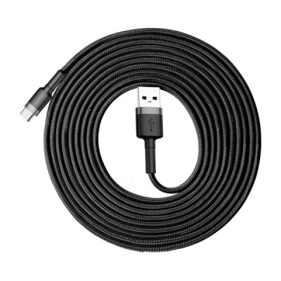 Cablu de Date USB Type-C, 2A, 3m - Baseus Cafule (CATKLF-UG1) - Gray Black - 4