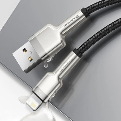 Cablu de Date USB la Lightning 2.4A, 2m - Baseus Cafule (CALJK-B01) - Black - 2