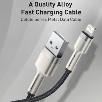 Cablu de Date USB la Lightning 2.4A, 2m - Baseus Cafule (CALJK-B01) - Black - 7
