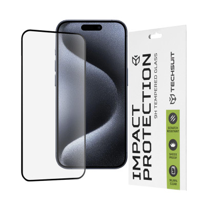 Folie sticla iPhone 15 Pro Techsuit 111D Full Glue Full Cover, negru - 1