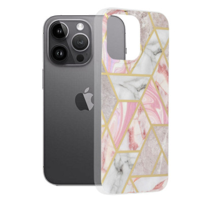 Husa pentru iPhone 14 Pro Max - Techsuit Marble Series - Pink Hex - 1