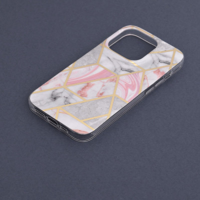 Husa pentru iPhone 14 Pro Max - Techsuit Marble Series - Pink Hex - 5