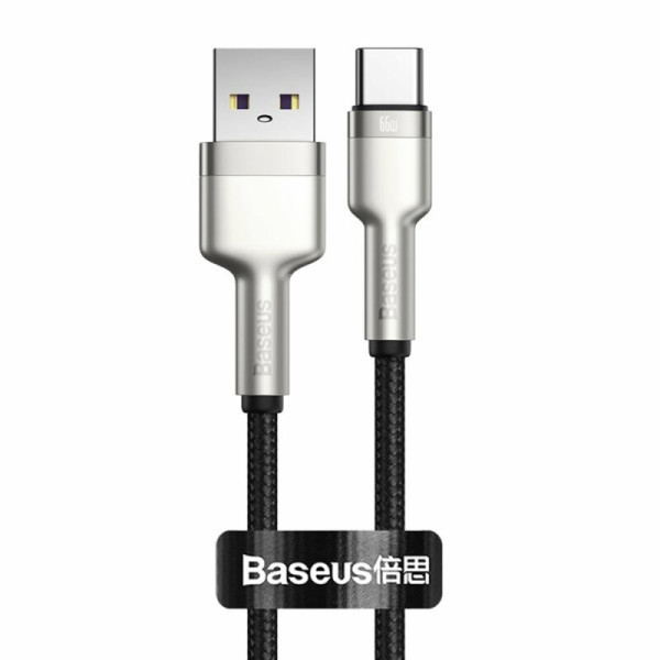 Cablu de Date USB la Type-C Fast Charging, 66W, 6A, 1m - Baseus Cafule Series Metal (CAKF000101) - Black