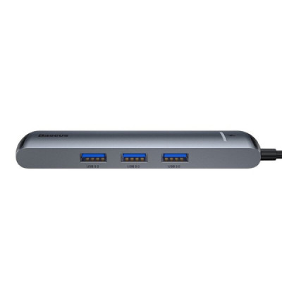 Hub - USB-C la HDMI, Type-C, 3x USB, RJ45 - Baseus (CAHUB-J0G) - Grey - 2