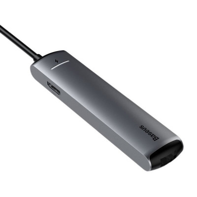 Hub - USB-C la HDMI, Type-C, 3x USB, RJ45 - Baseus (CAHUB-J0G) - Grey - 3