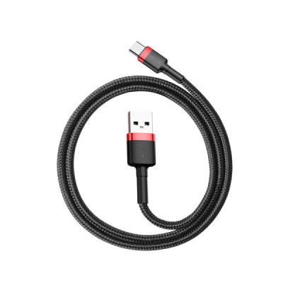 Cablu de Date USB Type-C, 3A, 0.5m - Baseus Cafule (CATKLF-A91) - Black / Red - 4