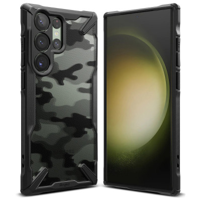 Husa pentru Samsung Galaxy S23 Ultra - Ringke Fusion X Design - Camo Black - 1
