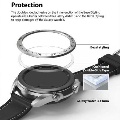 Rama pentru Samsung Galaxy Watch 3 41mm - Ringke Bezel Styling - Stainless Silver - 7