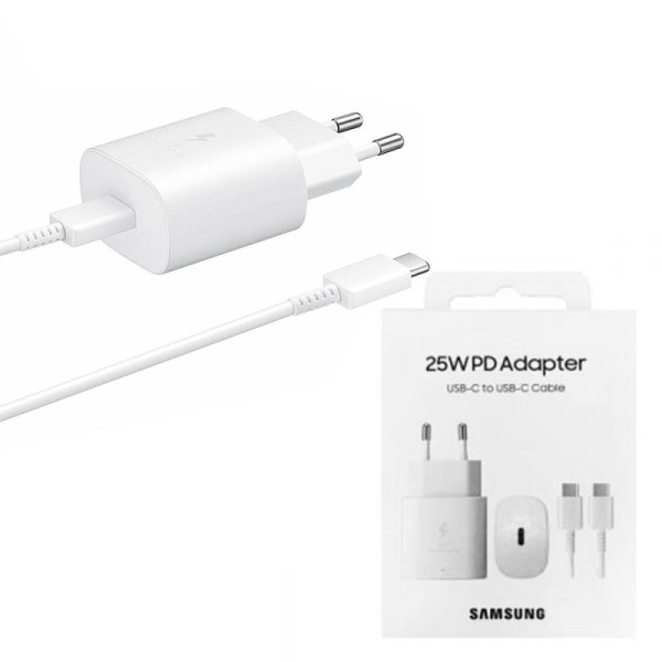Incarcator Priza Fast Charging, PD 25W, cablu Type-C la Type-C 3A - Samsung (EP-TA800XWEGWW) - White (Blister Packing)