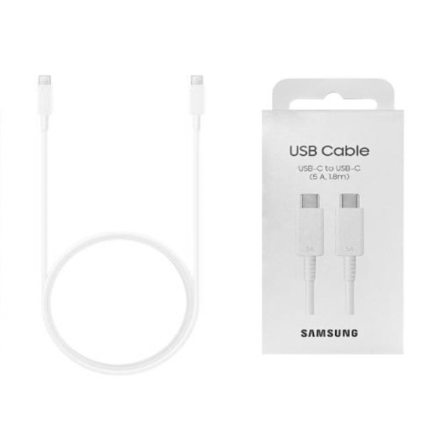 Cablu de Date Type-C to Type-C Fast Charging 5A, 1.8m - Samsung (EP-DX510JWEGEU) - White (Blister Packing)