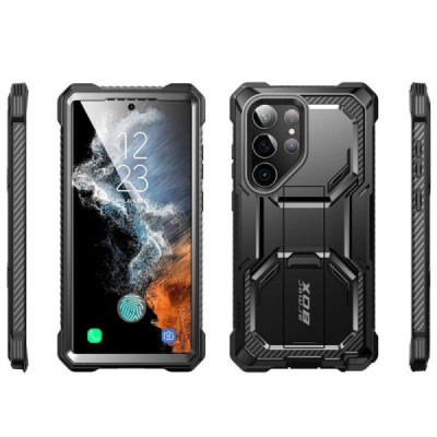 Husa pentru Samsung Galaxy S23 Ultra + Folie - I-Blason Armorbox - Black - 3