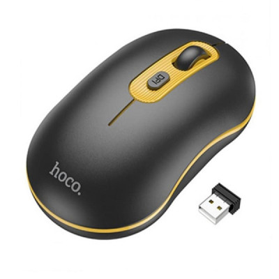 Mouse Wireless  1000-1600 DPI - Hoco (GM21) - Black / Yellow - 1
