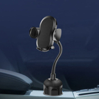 Suport Auto Telefon cu Prindere in Suportul de Pahar 360Â° - Techsuit (S302) - Black - 3