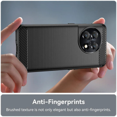 Husa pentru OnePlus 11 - Techsuit Carbon Silicone - Black - 6