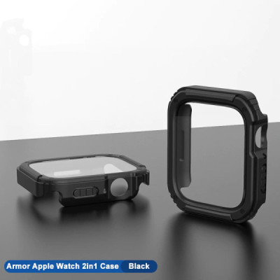 Husa pentru Apple Watch 4 / 5/ 6/ SE / SE 2 (40mm) + Folie - Lito Watch Armor 360 - Black - 4