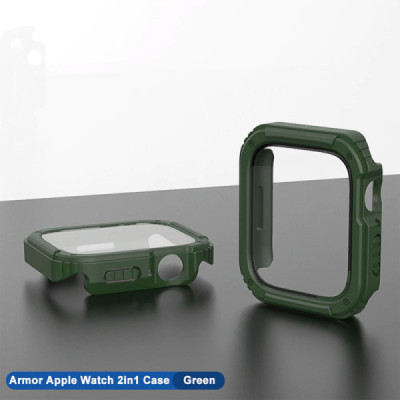 Husa pentru Apple Watch 7 / 8 / 9 (41mm) + Folie - Lito Watch Armor 360 - Green - 3