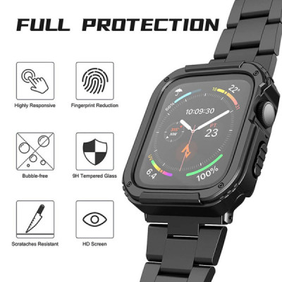 Husa pentru Apple Watch 7 / 8 / 9 (41mm) + Folie - Lito Watch Armor 360 - Blue - 3