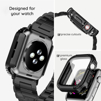 Husa pentru Apple Watch 7 / 8 / 9 (41mm) + Folie - Lito Watch Armor 360 - Blue - 5