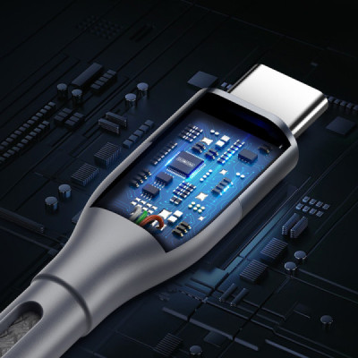 Cablu de Date 2x Type-C Super Fast Charging 65W, 480Mbps, 1m - Duzzona (A2) - Grey - 4