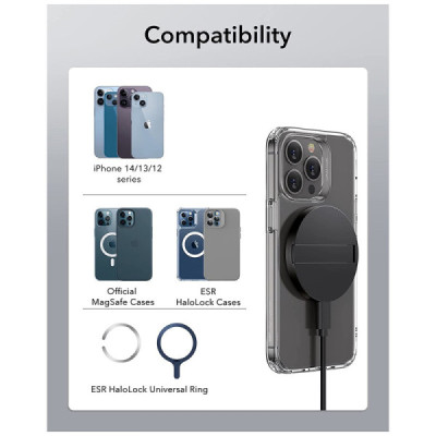 Incarcator Wireless Compatibil MagSafe cu Suport, 15W - ESR HaloLock - Black - 7