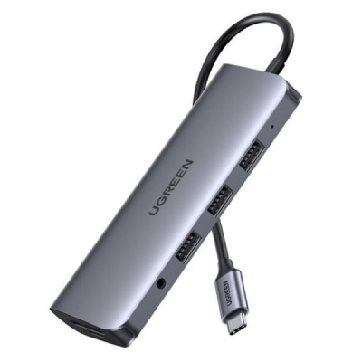 Hub USB-C la 3xUSB, HDMI, VGA, RJ45, 100W - Ugreen (80133) - Gray - 2