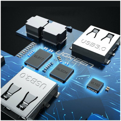 Hub USB-C la 3xUSB, HDMI, VGA, RJ45, 100W - Ugreen (80133) - Gray - 4