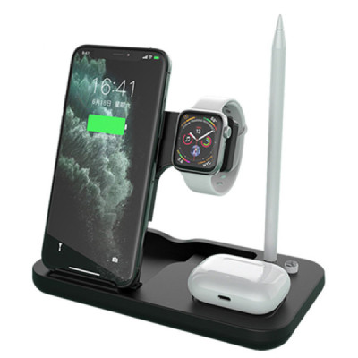 Statie de Incarcare pentru iPhone, AirPods, Apple Watch, Apple Pencil - Techsuit (D22) - Black - 1