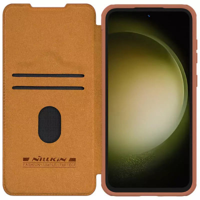 Husa pentru Samsung Galaxy S23 FE - Nillkin Qin Pro Leather Case - Brown - 3