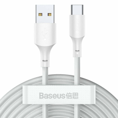 Cablu de Date USB la Type-C, Fast Charging 5A, 40W, 1.5m (set 2) - Baseus (TZCATZJ-02) - White - 1