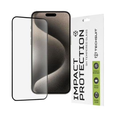 Folie pentru iPhone 15 Pro Max - Techsuit 111D Full Cover / Full Glue Glass - Black - 1