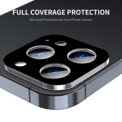 Folie Camera pentru iPhone 15 Pro / 15 Pro Max - Techsuit Full Camera Glass - Black - 3