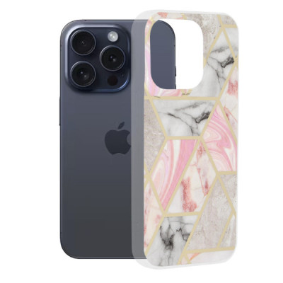Husa pentru iPhone 15 Pro - Techsuit Marble Series - Pink Hex - 1