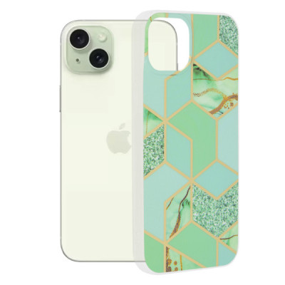 Husa pentru iPhone 15 Plus - Techsuit Marble Series - Green Hex - 1