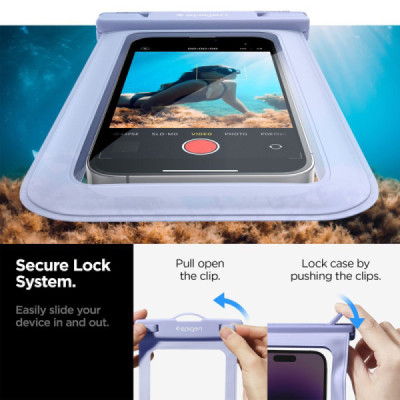 Husa universala pentru telefon - Spigen Waterproof Case A601 - Aqua Blue - 3