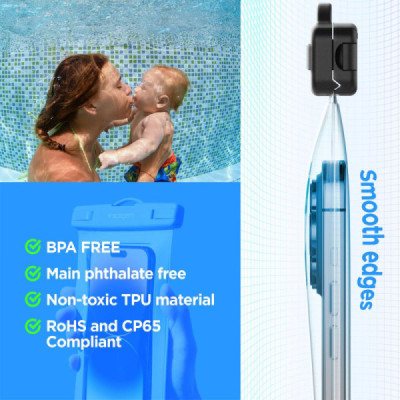 Husa universala pentru telefon - Spigen Waterproof Case A601 - Aqua Blue - 4