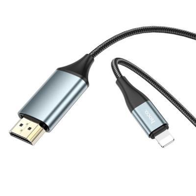 Cablu Video Lightning la HDMI, for iOS8.0+, 3.3V, 500mA, 1080p HD, 2m - Hoco (UA15) - Metal Gray - 5