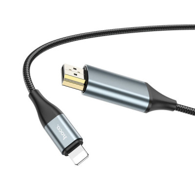 Cablu Video Lightning la HDMI, for iOS8.0+, 3.3V, 500mA, 1080p HD, 2m - Hoco (UA15) - Metal Gray - 6