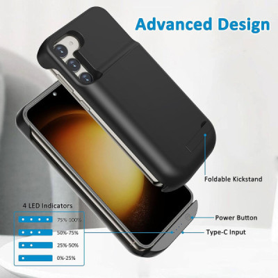 Husa pentru Samsung Galaxy S23 Plus cu Baterie de 6000mAh - Techsuit Power Pro - Black - 2