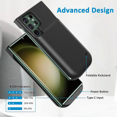 Husa pentru Samsung Galaxy S23 Ultra cu Baterie de 6000mAh - Techsuit Power Pro - Black - 2