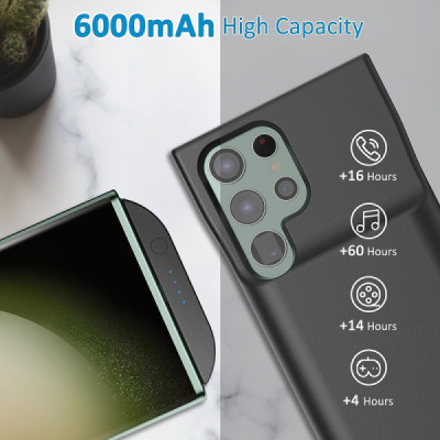 Husa pentru Samsung Galaxy S23 Ultra cu Baterie de 6000mAh - Techsuit Power Pro - Black - 4
