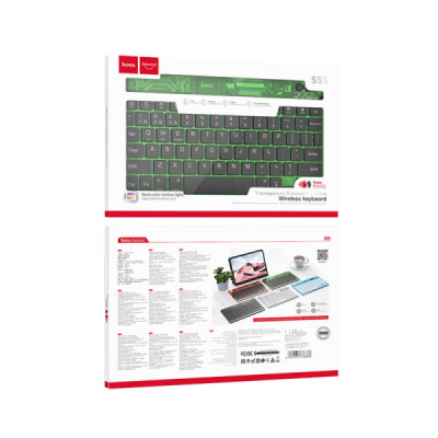 Tastatura Wireless Bluetooth, 500mAh - Hoco Transparent Discovery Edition (S55) - Citrus Color - 6