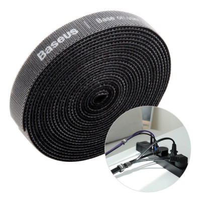 Organizator Cabluri cu Velcro, 3m - Baseus (ACMGT-F01) - Black - 1