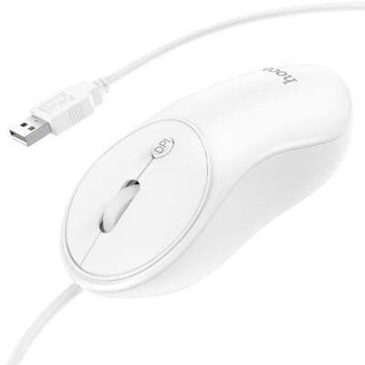 Mouse cu Fir, Conexiune prin USB, 1000 / 1600 DPI - Hoco Esteem (GM13) - White - 1