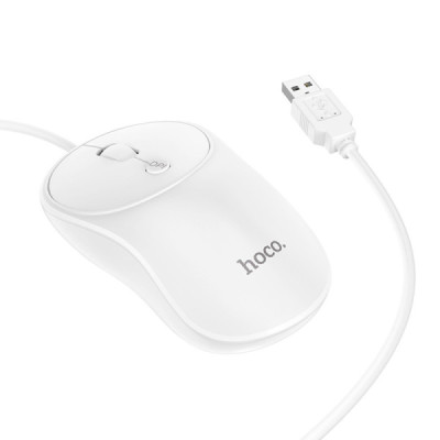Mouse cu Fir, Conexiune prin USB, 1000 / 1600 DPI - Hoco Esteem (GM13) - White - 2