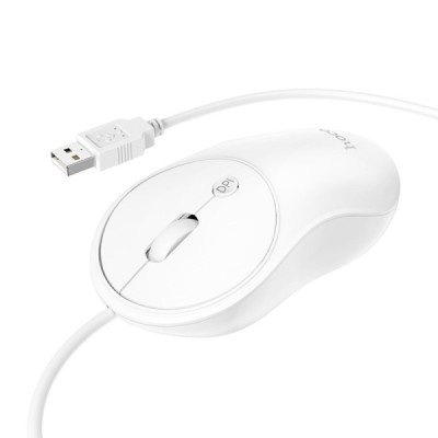 Mouse cu Fir, Conexiune prin USB, 1000 / 1600 DPI - Hoco Esteem (GM13) - White - 3