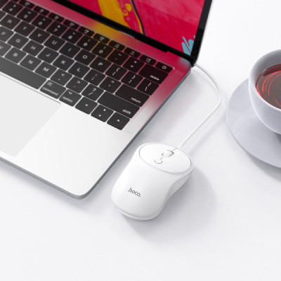 Mouse cu Fir, Conexiune prin USB, 1000 / 1600 DPI - Hoco Esteem (GM13) - White - 5