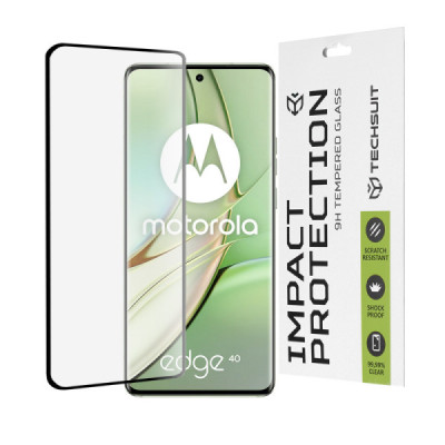 Folie pentru Motorola Edge 40 / Edge (2023) - Techsuit 111D Full Cover / Full Glue Glass / 3D Curved Screen - Black - 1