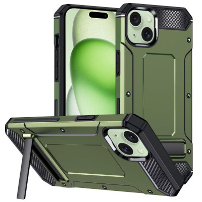 Husa pentru iPhone 15 - Techsuit Hybrid Armor Kickstand - Green - 1