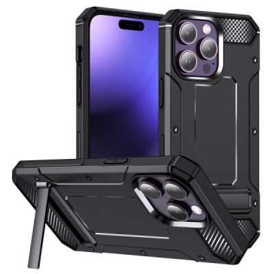 Husa pentru iPhone 15 Pro Max - Techsuit Hybrid Armor Kickstand - Black - 1